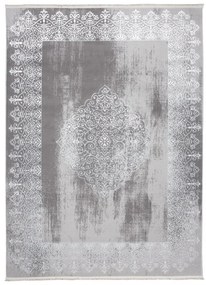 Tappeto moderno di colore grigio con motivo orientale di colore bianco Larghezza: 80 cm | Lunghezza: 150 cm