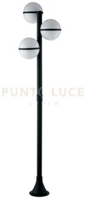 Palo orbit nero 3 luci attacco e27 ip44 44,5x202,5cm base in alluminio