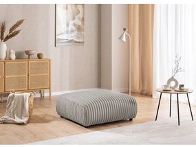 Poggiapiedi grigio chiaro con rivestimento in velluto a coste Justin – Ropez