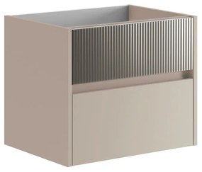 Mobile da bagno sotto lavabo Niwa sabbia frontale in vetro grigio laccato opaco L 59.5 x H 50 x P 45.5 cm 2 cassetti, lavabo non incluso