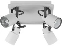 Plafoniera luce soffitto 4 fuochi faretti metallo di colore bianco soggiorno ingresso camera da letto