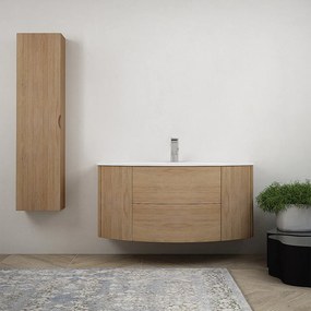 Mobile bagno 120 cm Rovere tabacco sospeso con colonna da 140 cm