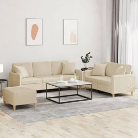 Set Divani 3 Pz Con Cuscini Crema İn Tessuto /