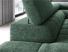 Divano angolare verde allungabile/con contenitore (con penisola a sinistra/a L) con rivestimento in bouclé Ferucce – ELTAP