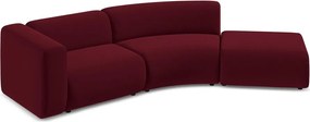 Chaise longue burgundy (con penisola a destra) con rivestimento in velluto Ekahi – Makamii