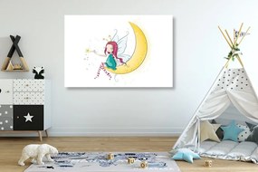 Quadro su tela – Fata magica sulla luna