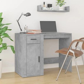 Scrivania con armadietto grigio cemento in legno multistrato