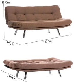Divano letto 2 posti BINA, marrone chiaro