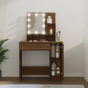 Toeletta con led rovere marrone 86,5x35x136 cm