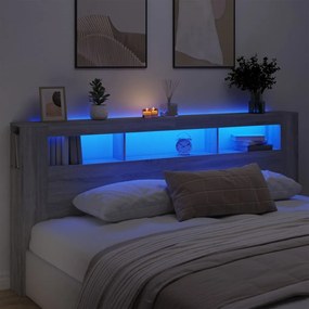 Testiera Led Grigio Sonoma 220x18,5x103,5 Cm Legno Multistrato /