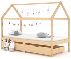 Giroletto Per Bambini Con Cassetti İn Pino Massello 90x200 Cm /