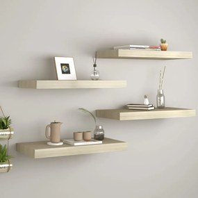 Scaffali A Parete 4 Pz Rovere 50x23x3,8 Cm İn Mdf /