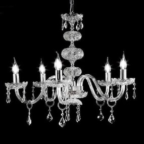 Lampadario sospeso DALLAS D75 cm in cristallo con finiture cromo 5 luci