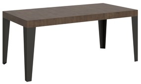 Tavolo allungabile Flame con telaio e gambe antracite, Noce / 90x200/304 cm