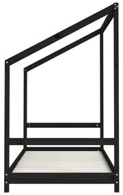 Giroletto per bambini nero 2x(90x190) cm legno massello di pino