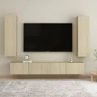 Set Porta TV 4 pz Rovere Sonoma in Truciolato 3078960