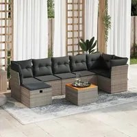 Set Divano da Giardino 8 pz con Cuscini Grigio in Polyrattan 3325770