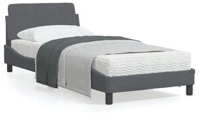 Giroletto Senza Materasso Grigio Scuro 90x200 Cm Velluto /
