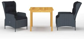 Set Mobili Da Pranzo Per Giardino 3 Pz Grigio Scuro /