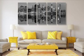 Quadri 5 pezzi – Città di Manhattan in bianco e nero