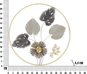 Pannello decorativo circolare design a fiori e foglie Ø 65,4X4.4 cm Rod