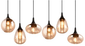 Lampada a sospensione nero-arancio con paralume in vetro Lumina - Trio