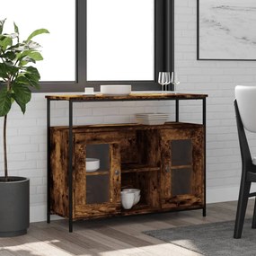 Credenza Rovere Fumo 100x35x80 Cm İn Legno Multistrato /