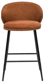 Sgabello da bar design in tessuto effetto velluto testurizzato color terra bruciata e metallo nero (set di 2) ROSALIE