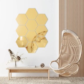 Set di adesivi da parete 12 pezzi 17x20 cm Hexagons Gold - Ambiance