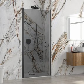 Porta doccia battente 80 cm telaio nero vetro fumé altezza 200h | KS2800NF - KAMALU