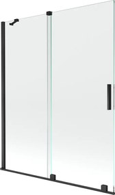Mexen Velar paratia per vasca da bagno a 2 ante scorrevoli 140 x 150 cm, trasparente, nero - 896-140-000-01-70