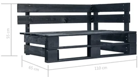 Panca da giardino angolare con pallet in legno nera