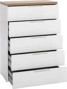 Cassettiera SELDIR 69x102h cm 5 Cassetti in Legno Bianco e Rovere