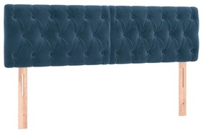 Letto a Molle con Materasso e LED Blu Scuro 160x200 cm