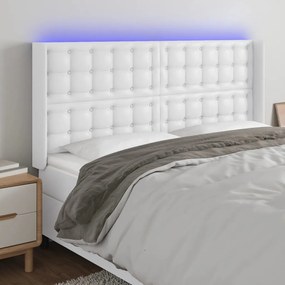 Testiera A Led Bianco 203x16x118/128 Cm İn Similpelle /