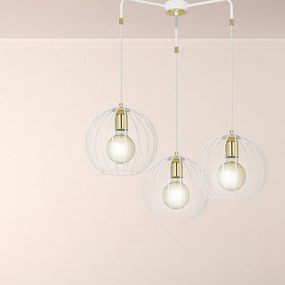 Lampadario Contemporaneo Omoikane Acciaio Bianco 3 Luci E27 Ip20