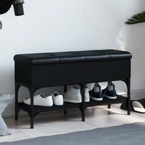 Panca Portaoggetti Nera 82x32x45 Cm İn Legno Multistrato /