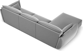 Divano angolare grigio chiaro (con penisola a sinistra/con chaise lounge) con rivestimento in velluto Vanda – Mazzini Sofas