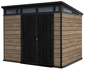 Casetta da giardino KETER Ashwood Pent 9x7 in polipropilene legno con porta doppio battente, superficie interna 5.3 m² e spessore parete 20 mm