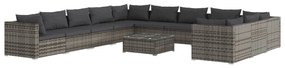 Set Divani da Giardino 12 pz con Cuscini in Polyrattan Grigio