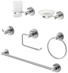 Set accessori a muro 6 pezzi in metallo cromato e ABS viti incluse Sprint