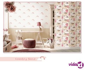 Noordwand Carta da Parati Mondo baby Rainbows Bianco e Rosa