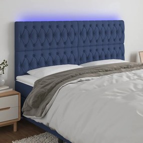 Testiera A Led Blu 200x7x118/128 Cm İn Tessuto /