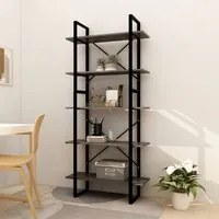 Libreria a 5 Ripiani Grigia 80x30x175 cm in Legno di Pino cod mxl 11534