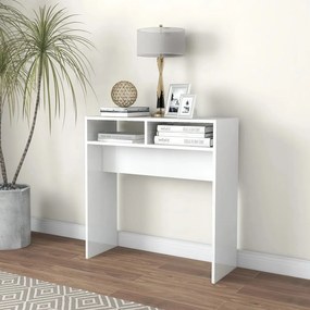 Tavolino Consolle Bianco Lucido 78x30x80 Cm Legno Multistrato /