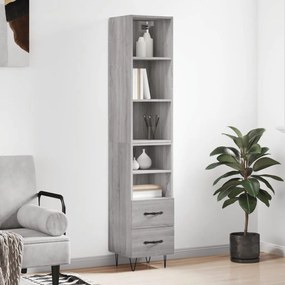 Credenza grigio sonoma 34,5x34x180 cm in legno multistrato