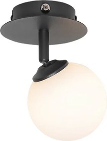 Faretto moderno nero con vetro opalino con interruttore - Athens