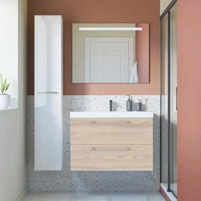 Mobile sottolavabo e lavabo Remix rovere ribeira L 75 x H 58 x P 33 cm 1 vasca 2 cassetti