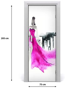 Adesivo per porta interna Illustrazione di moda 75x205 cm