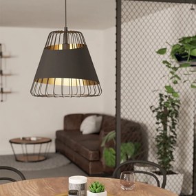 Lampadario Industrial Austell 1 Luce Acciaio Nero E Oro